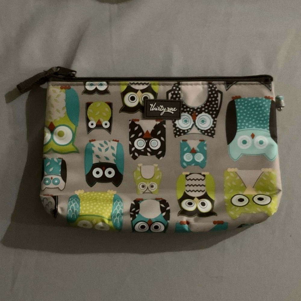Thirty-One Multicolor Owl Zipper Pouch